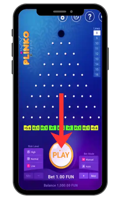 Runde mit dem Play-Button starten